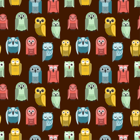 Cartoon owl vector seamless patternの写真素材