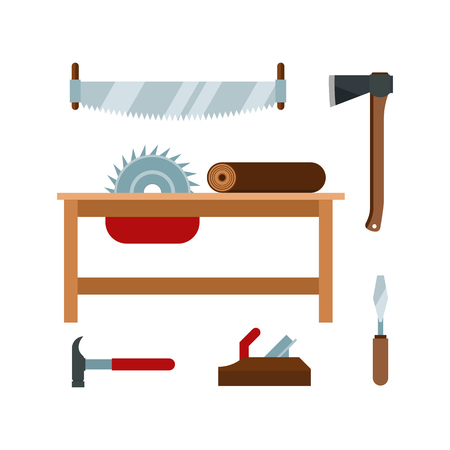 Lumberjack cartoon tools icons vector illustrationのイラスト素材