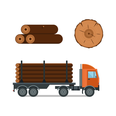 Lumberjack cartoon truck icons vector illustrationのイラスト素材