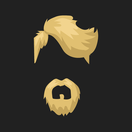 Hairstyle beard and hair face cut mask flat cartoon vector.のイラスト素材
