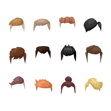 Hairstyle beard and hair face cut mask flat cartoon vector.のイラスト素材