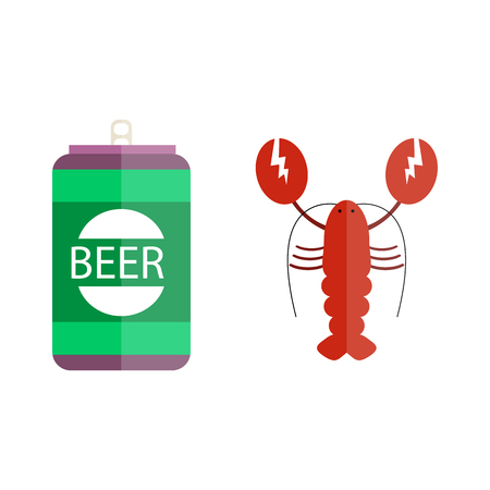 Beer and lobster vector illustration.のイラスト素材