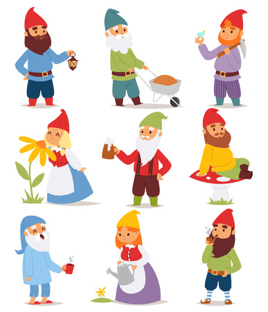 Cartoon gnome characters vector illustration.のイラスト素材