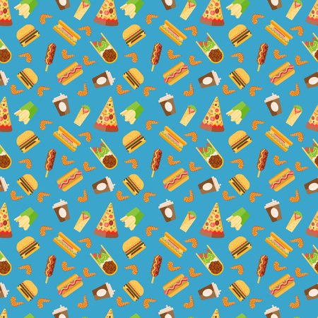 Fast food pattern vector illustration.のイラスト素材