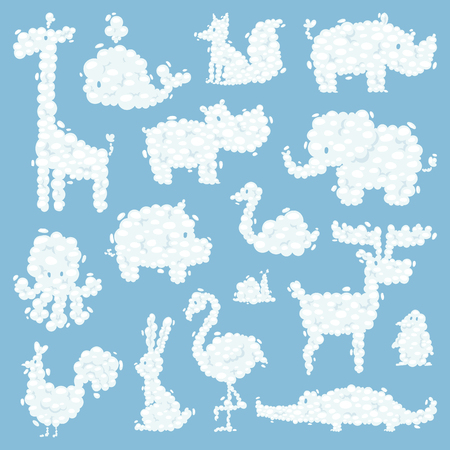 Animal clouds silhouette pattern vector illustration.のイラスト素材