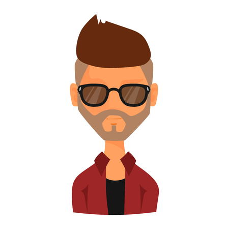 Man portrait face icon web avatar flat style. Vector male blocked or unknown anonymous silhouette. Business manager character illustration.の写真素材