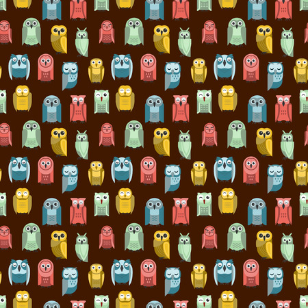 Cartoon owl pattern illustration.のイラスト素材