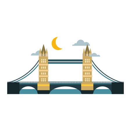 Modern bridge flat pictogram business architecture urban city travel marketing concept and trendy construction design building simple vector illustration.のイラスト素材