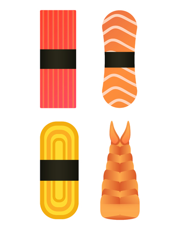 Vector sushi and rolls set isolated on white backgroundのイラスト素材