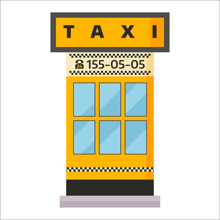 Taxi cab isolated vector illustration white background passenger car transport yellow icon sign dispatcher different city serviceのイラスト素材