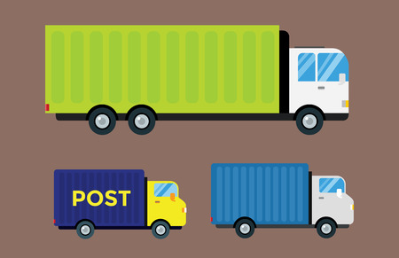Delivery transport cargo truck vector illustration trucking car trailer delivery business freight vehicle van logistic shipment set mail post exportのイラスト素材