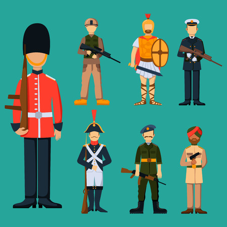 Military soldier character weapon symbols armor man silhouette forces designのイラスト素材