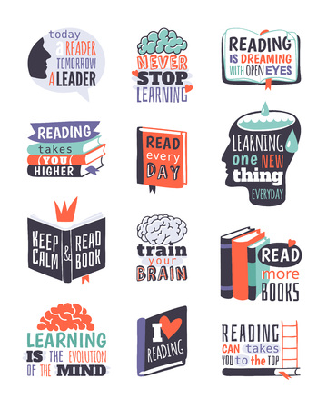 Reading motivation badge vector illustration.のイラスト素材
