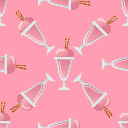 ice cream seamless pattern background dessert vector illustration strawberry food sweet cold isolated icon snack tasty fruit frozen candy deliciousのイラスト素材