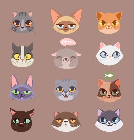 Cats vector heads illustrationのイラスト素材
