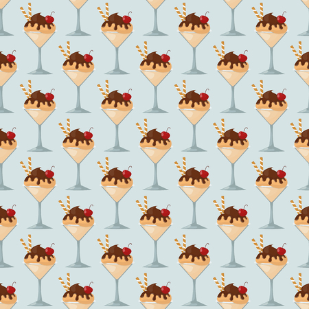 Ice cream seamless pattern background fruit vector illustrationのイラスト素材