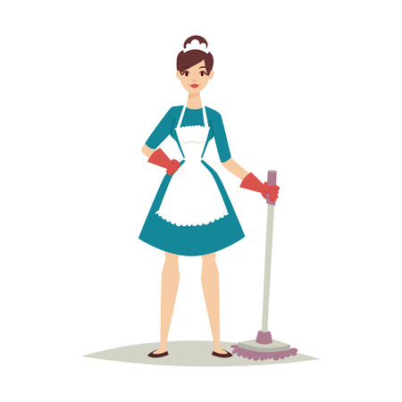 Housewife cleaning vector.のイラスト素材