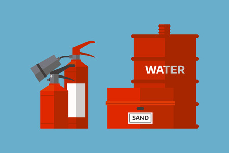 Fire extinguisher danger protection security help equipment pressure flammable vector illustration.のイラスト素材