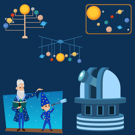 Astrology astronomy icons planet science universe space radar cosmos sign universe vector illustration.のイラスト素材