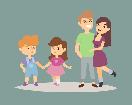 People happy couple cartoon relationship characters lifestyle vector illustration relaxed friends.のイラスト素材
