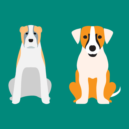 Funny cartoon dog character bread cartoon puppy friendly adorable canine vector illustration.のイラスト素材