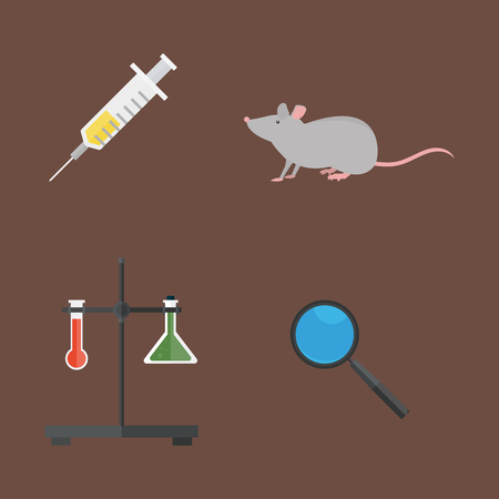 Lab symbols test medical laboratory scientific biology design molecule microscope concept and biotechnology science chemistry icons vector illustration.のイラスト素材