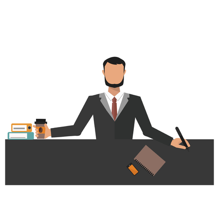 Business man office job stress work vector illustration flat style person manager characterのイラスト素材