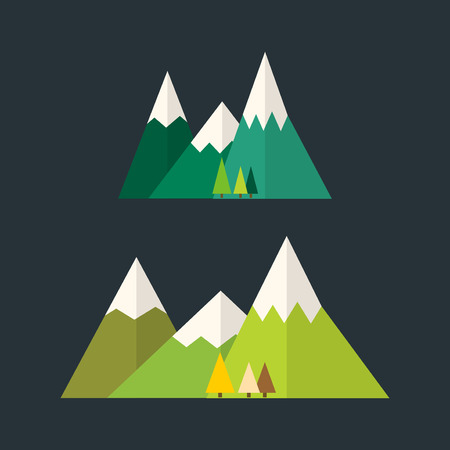 Mountain nature outdoor icon snow ice tops travel climbing or hiking geology vector illustration.のイラスト素材
