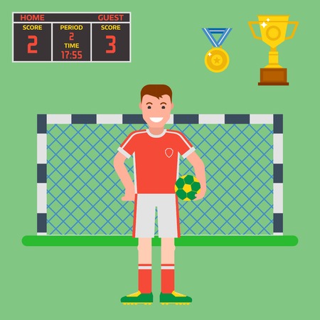 Football soccer icons player trophy competition game score win play flat design sport vector illustrationのイラスト素材