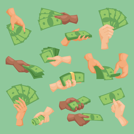 Human hands holding money vector illustration isolatedのイラスト素材