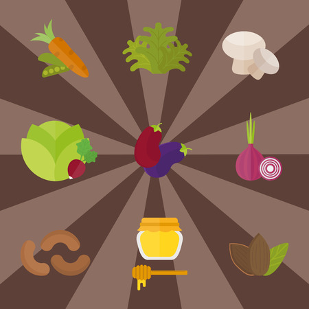 Vegan food nature restaurant fruit vegetarian healthy diet vegetable vector illustrationのイラスト素材