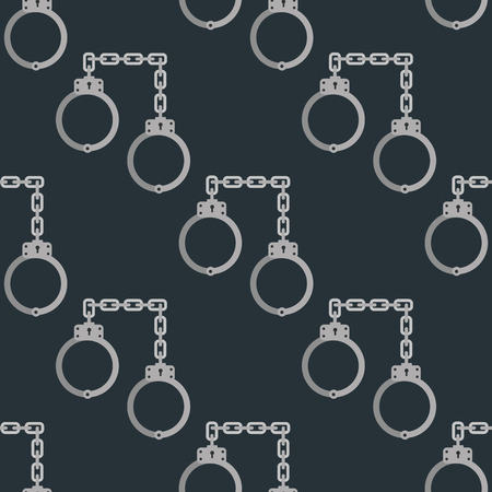 Old handcuffs seamless pattern guilt jail legal crime law arrest chain prison control handcuff background vector illustrationのイラスト素材