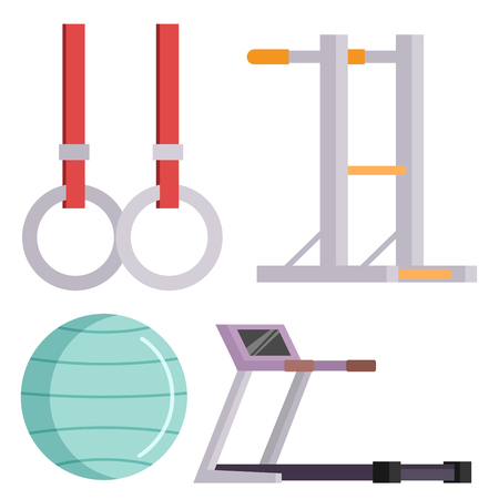 Fitness gym club vector icons athlet and sport activity body tools wellness dumbbell equipmentのイラスト素材