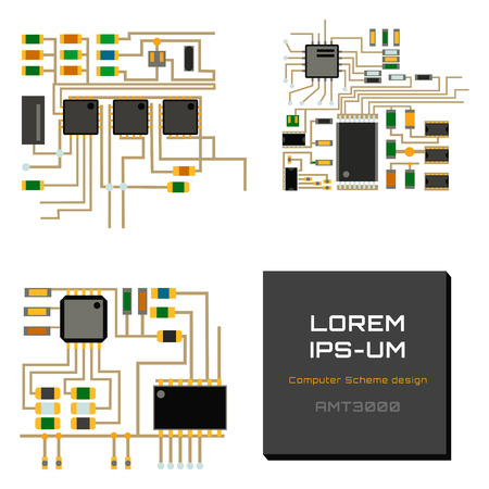 Computer chip technology processor circuit motherboard information system vector illustrationのイラスト素材