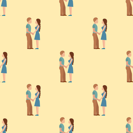 People happy love couple seamless pattern relationship characters lifestyle vector illustration relaxed friends.のイラスト素材