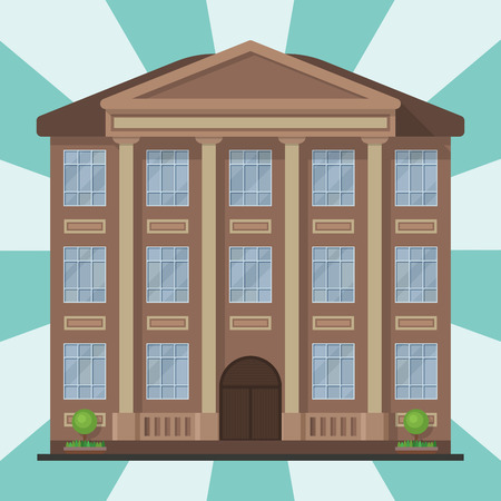 City building modern tower office architecture house business apartment home facade vector illustration. Modern cityscape construction exterior urban downtown design.のイラスト素材