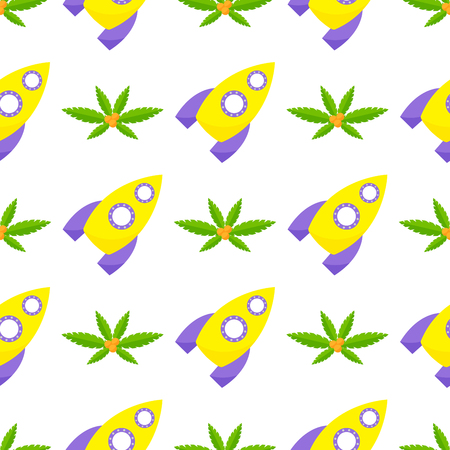 Vector technology ship rocket cartoon seamless pattern innovation product and cosmos fantasy space launch graphic exploration. Flight travel sky concept futuristic speed spacecraft galaxy sign.のイラスト素材