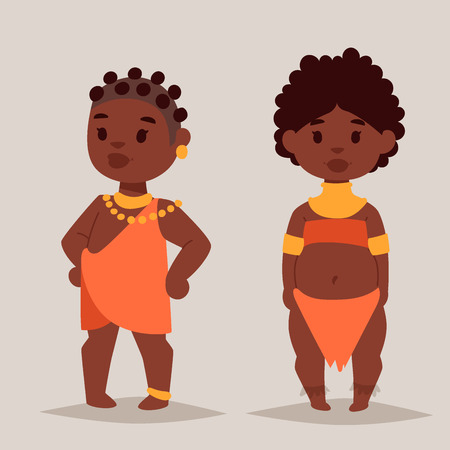 Maasai couple African kids in traditional clothing.のイラスト素材