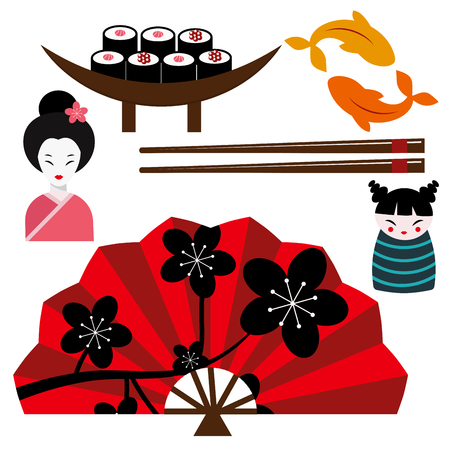 Japan landmark icons collectionのイラスト素材