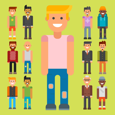 Group of men portrait different nationality friendship character team happy people young guy person vector illustration.のイラスト素材
