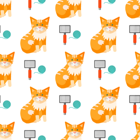 Cats heads vector illustration cute animal funny seamless pattern background characters feline domestic trendy petのイラスト素材