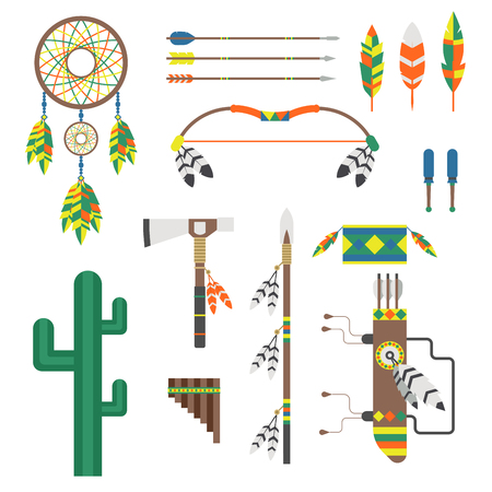 Wild west american indian designed element traditional art concept and native tribal ethnic feather culture vector illustration.のイラスト素材