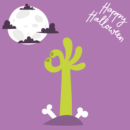 Set of Happy Halloween greeting cards to party on a purple background.のイラスト素材
