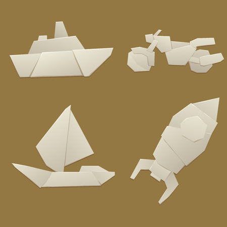 An origami logistic paper transport concept vector illustration.のイラスト素材