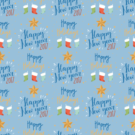 Christmas seamless pattern hand drawn style holiday wallpaper decoration vector backgroundのイラスト素材