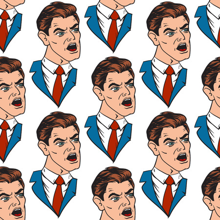 Businessman pop art style vector illustration human seamless pattern background comic book style imitationの写真素材