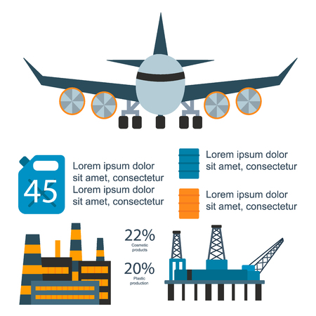 Oil gas industry manufacturing gas infographic world production distribution petroleum extraction vector illustrationのイラスト素材