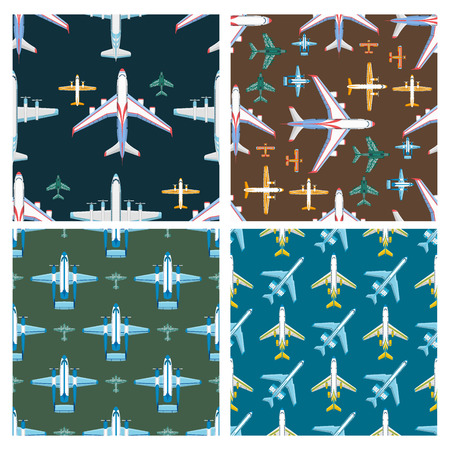 Vector airplane illustration seamless pattern background aircraft transportation travel way design journey speed aviation.のイラスト素材