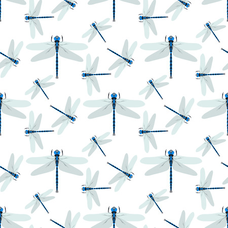 Dragonfly butterflies with abstract decorative seamless pattern background fly present silhouette and beauty nature spring insect decoration vector illustration.のイラスト素材