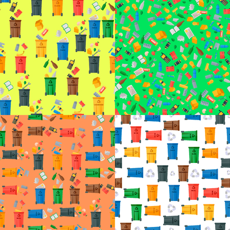 Recycling garbage waste sorting processing seamless pattern background treatment remaking trash utilize icons vector illustration.の写真素材